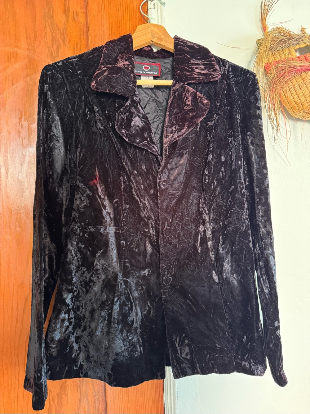 Velvet Blazer Jacket in Deep Plum - Vintage Style